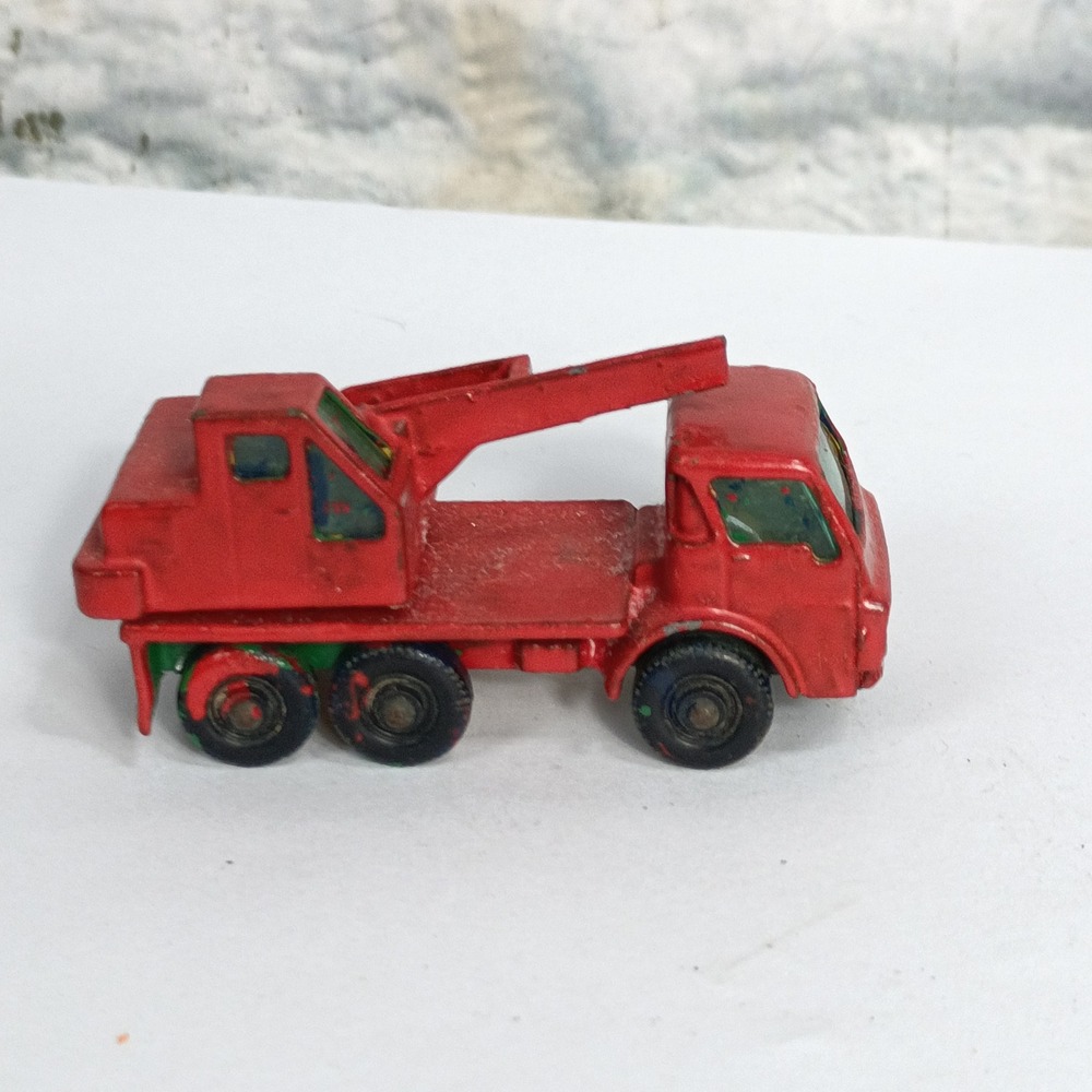 Vintage Diecast Crane Truck Red Dodge Cab Style Toy Vehicle Repainted ed
